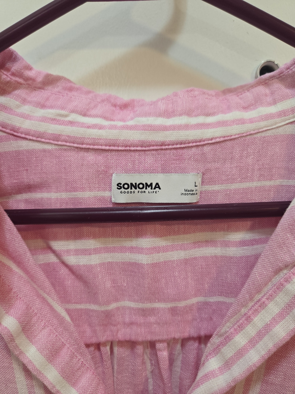 Sonoma Pink and White Striped Button-Down Shirt - Picture 2 of 6